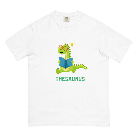 Unisex, T-shirt, Dinosaur, Thesaurus, Dictionary, Reading, Funny, Animal, Green, T-rex, Cartoon, Bookworm, Learning, Vocabulary