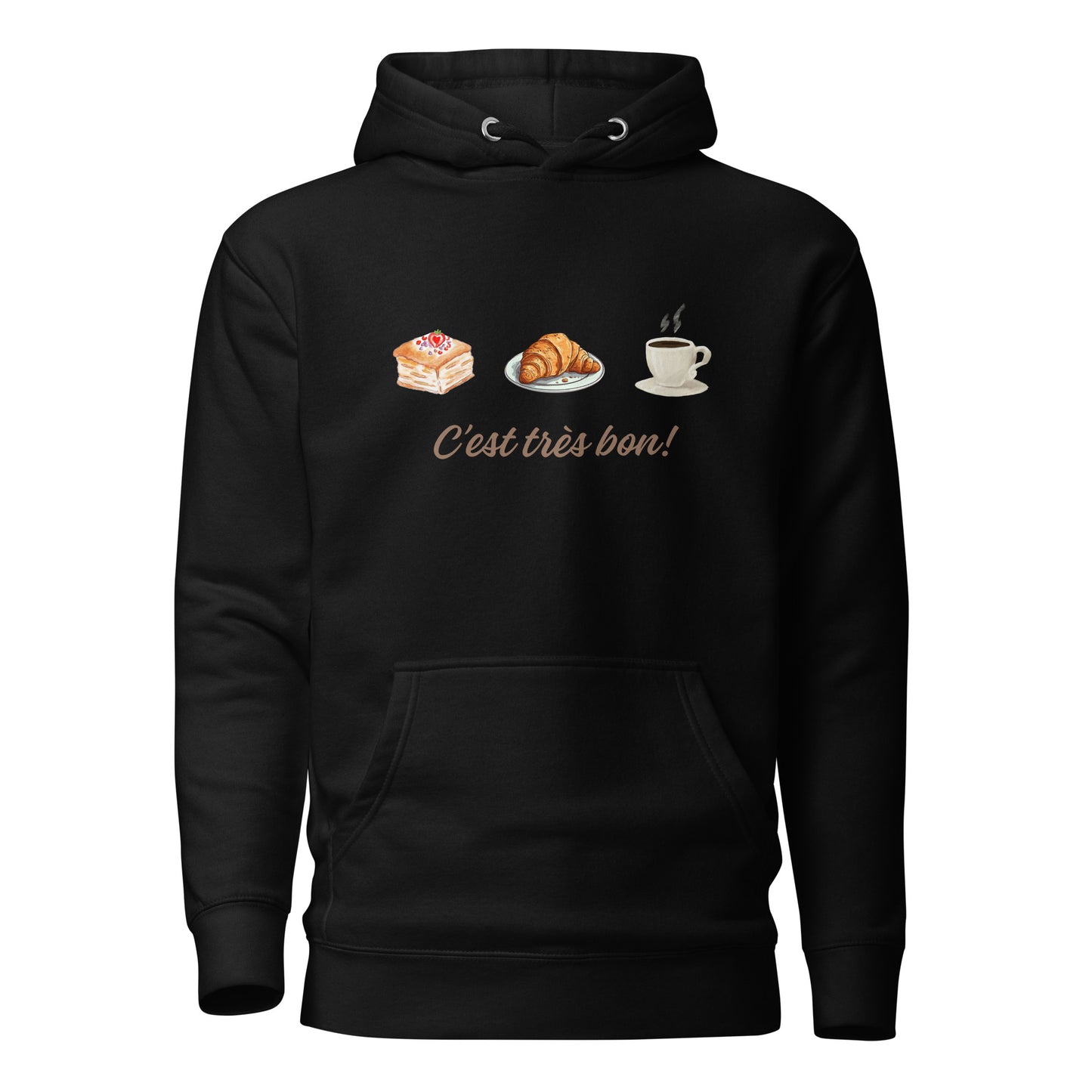 Unisex hoodie| Breakfast hoodie| croissant | viennoiserie | food | casual | relax | cappuccino | perfect gift | its very good