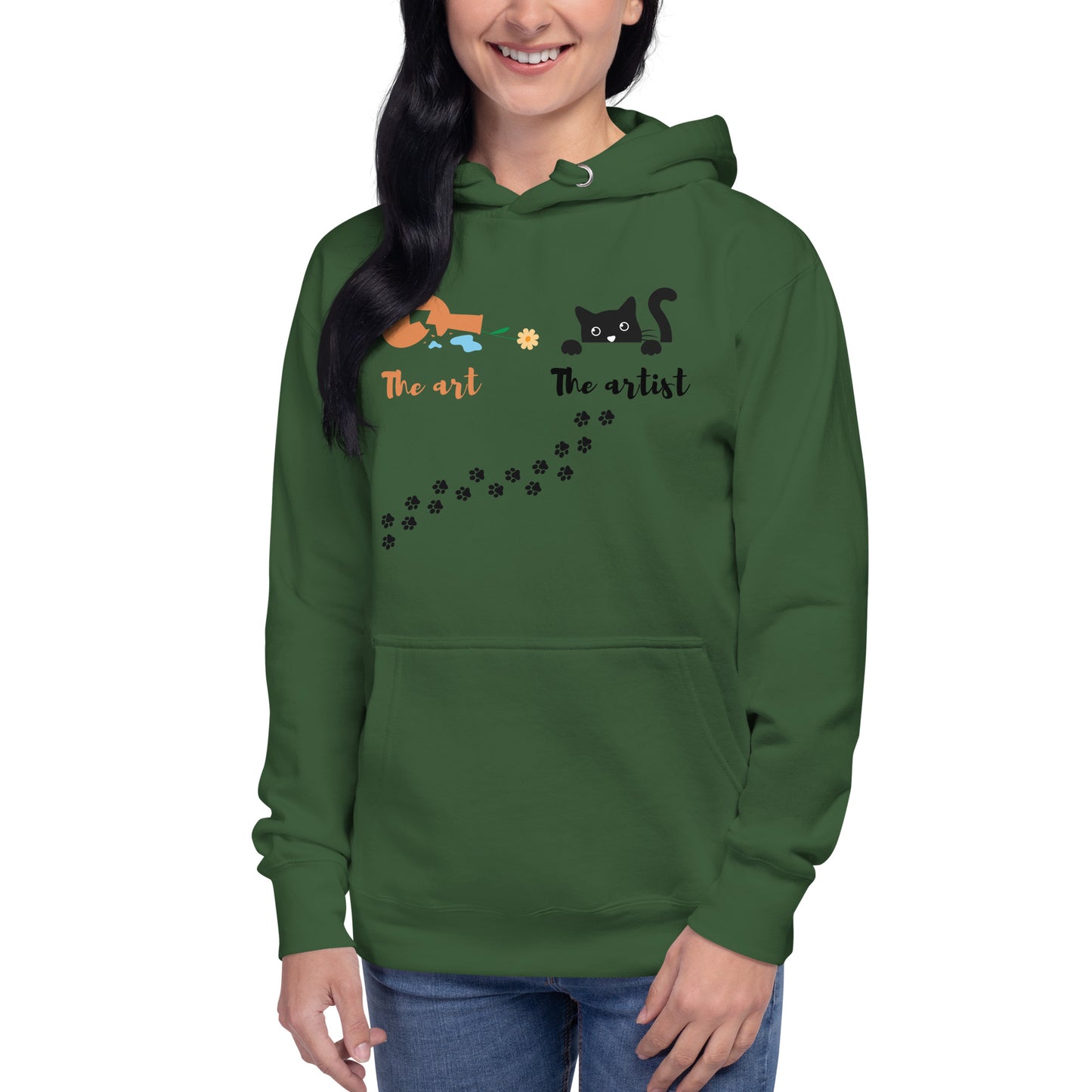 Unisex, graphics, hoodie, cat, humor, funny, cat lovers, animal, vase, situation, casual, gift, animal lovers