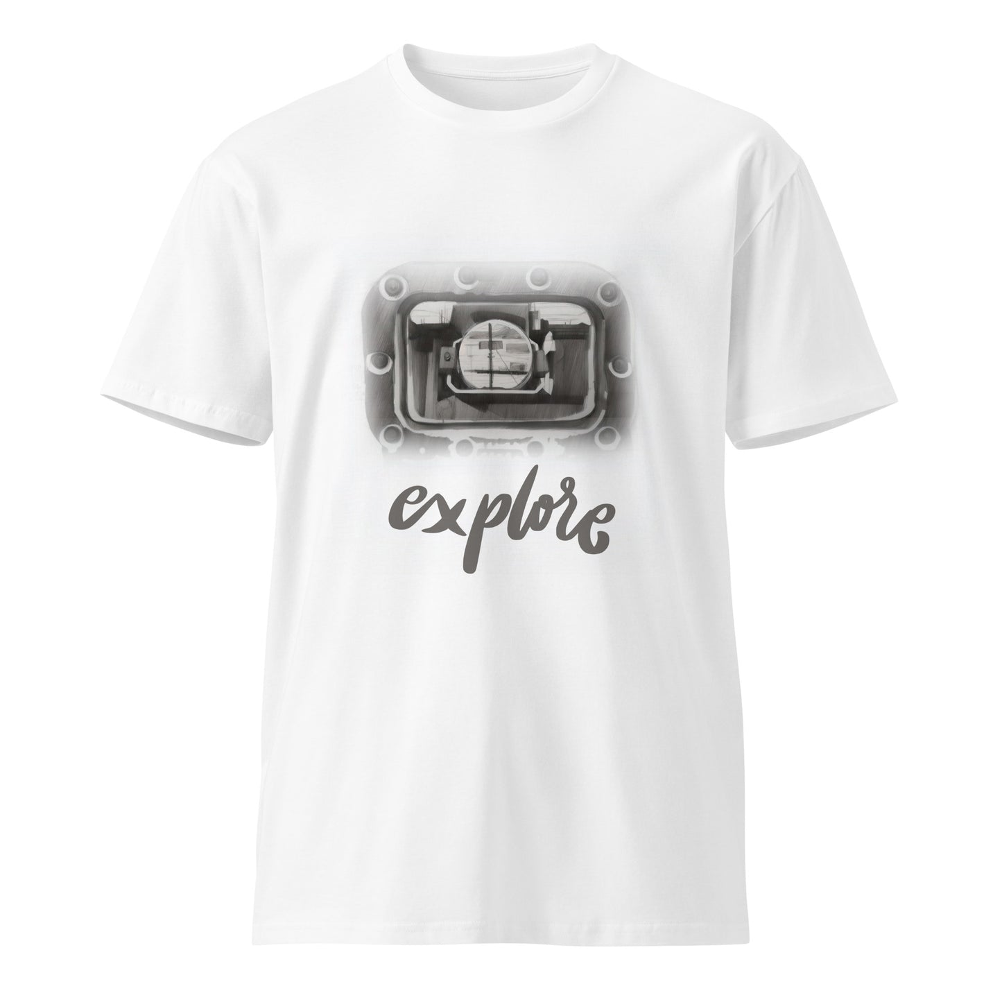 Unisex t-shirt, Explore, Camera, Adventure, Camping, Lens, Ship, Sea