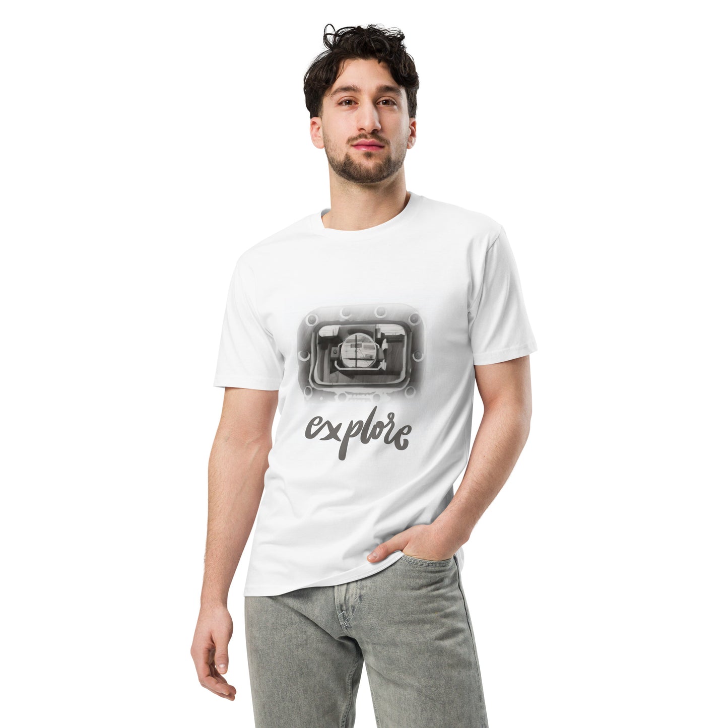 Unisex t-shirt, Explore, Camera, Adventure, Camping, Lens, Ship, Sea