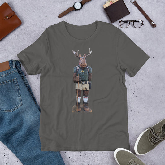 Hiking, Moose, Funny, Trekking, Uniform, Soft, Comfortable, Nature lover, Perfect gift, Unisex t-shirt, T-shirt, Forest