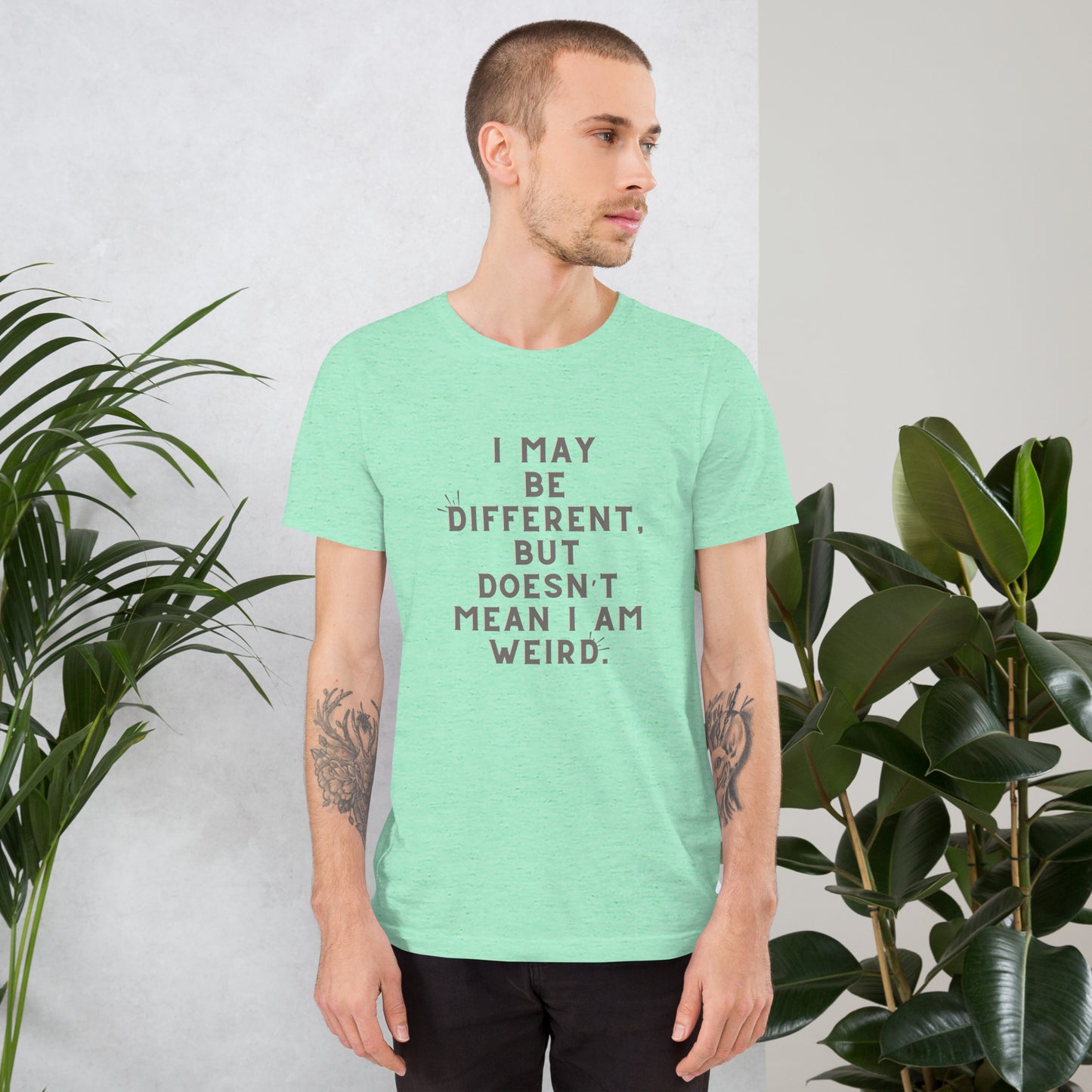 Graphics t-shirt, Unisex, Quote, Inspirational, Space, Individuality, Acceptance, Confidence, Different, Challenge, Juxtaposition, Uplifting