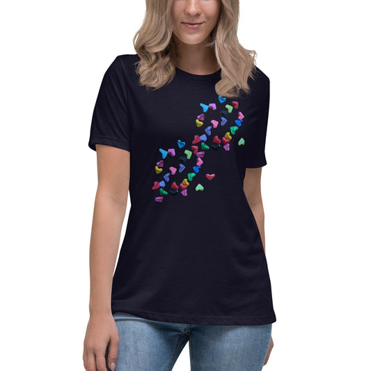 Dancing Hearts | Graphics T-shirt | Love | Positivity | Colorful expression | Hearts sprinkled | Geometric | Whimsical | Women's T-Shirt |